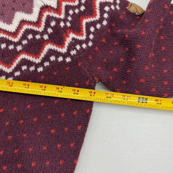 Fjallraven Ovik Fair Isle Wool Knit Elbow Patch Pullover Sweater Women Large NEW - Picture 8 of 9